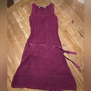 Athleta Rich Purple Crochet Athleisure Midi Dress